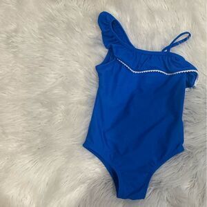 Wonder Nation Blue Ruffled One-Shoulder Swimsuit